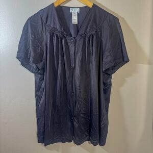 90s Vanity Fair Silky Nightgown Granny Core Short Sleeve House Dress (Size M/40)